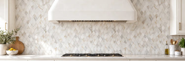 Calacatta Gold marble diamond mosaic kitchen backsplash
