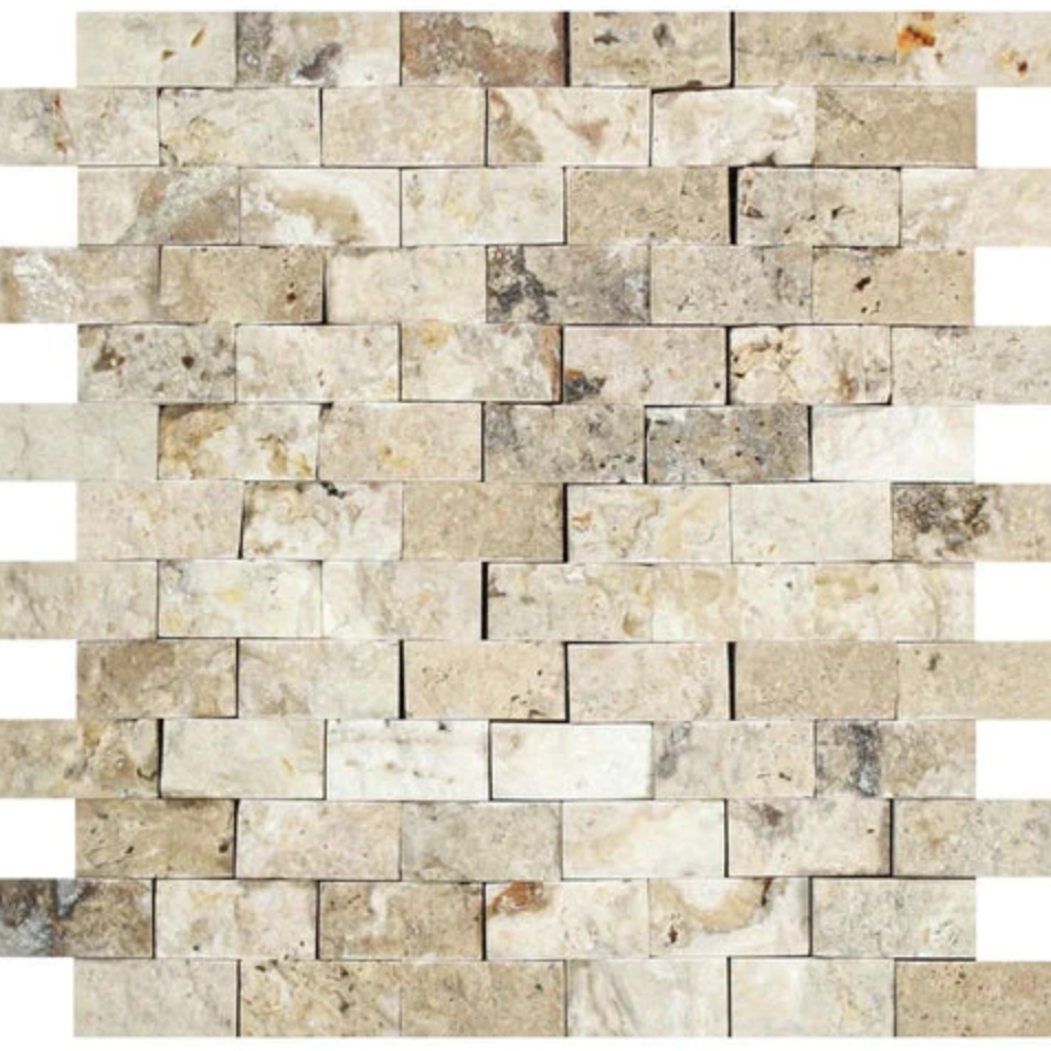 Philadelphia Travertine Mosaic - 1x2 Brick