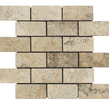 Philadelphia Travertine 2’’ X 4’’ Brick Mosaic Tumbled/Split-Faced Tumbled / 1 sheet Wall Tile