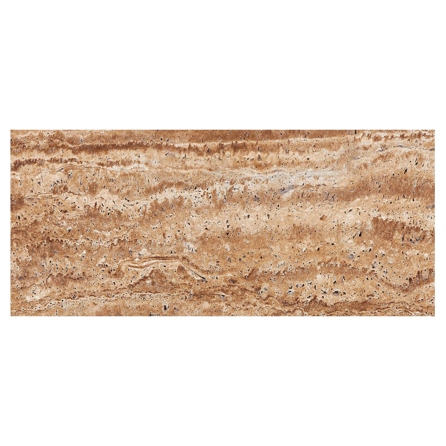 Noce Exotic Travertine Vein-Cut 6’’ X 24’’ Tile Brushed & Unfilled - Straight-Edged Wall Tile