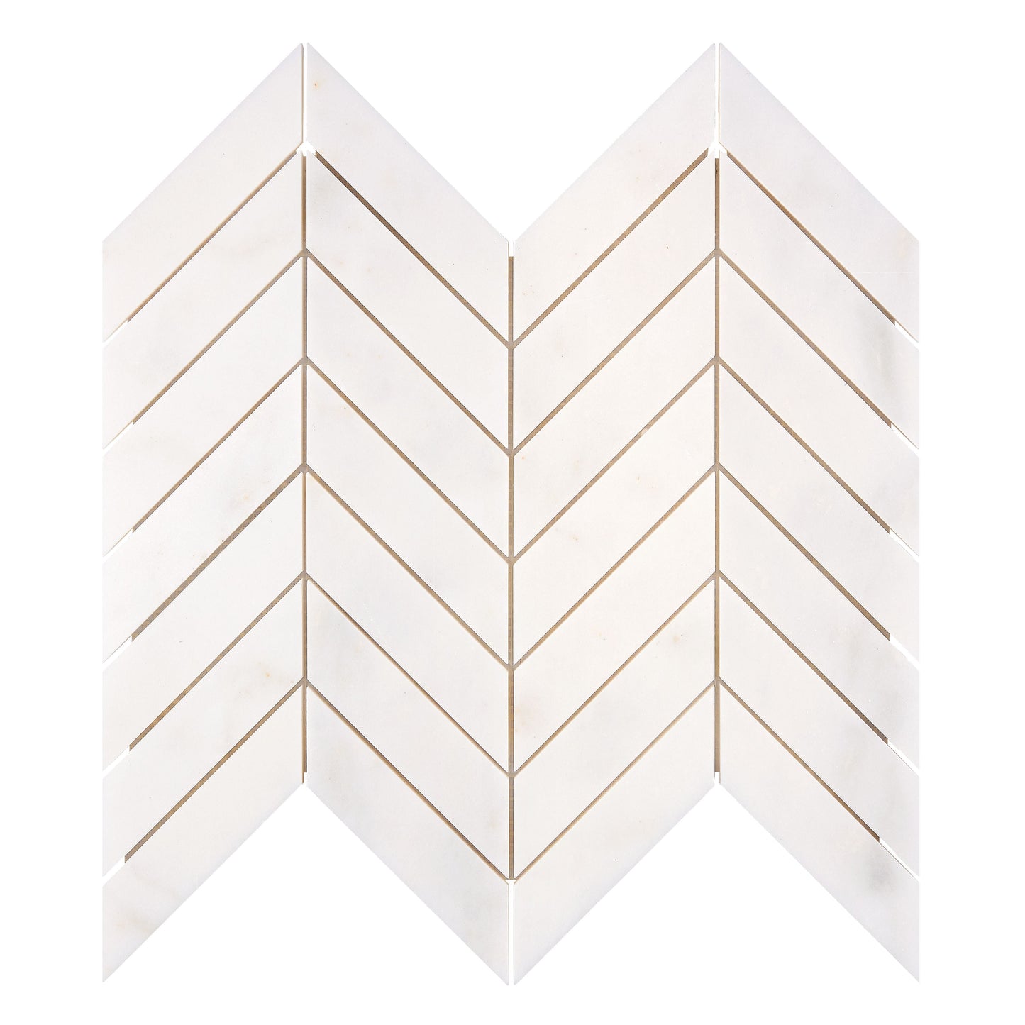 Afyon White Marble 1’’ X 4’’ Chevron Mosaic Polished Backsplash Tile