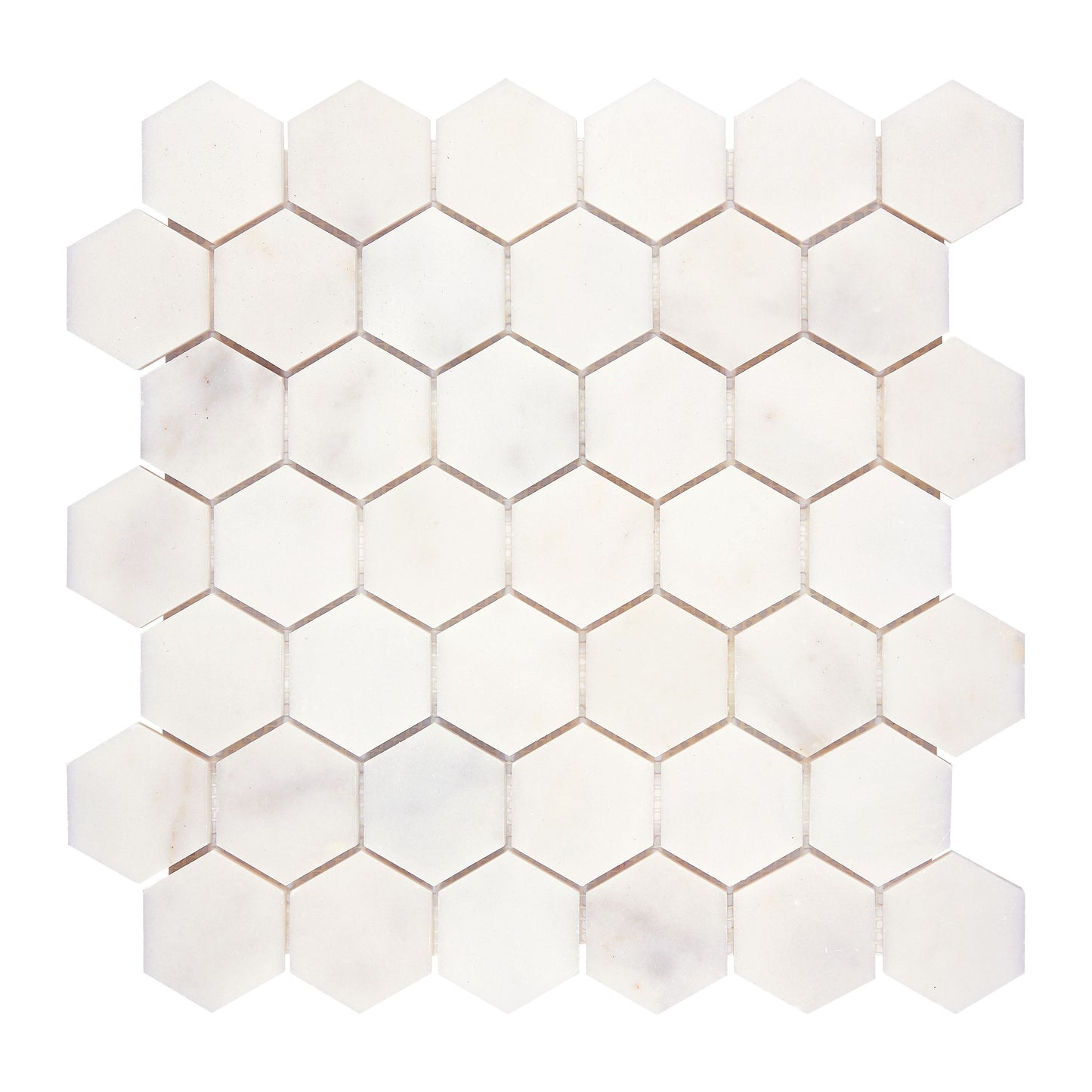 Afyon White Marble 2’’ X 2’’ Hexagon Mosaic Polished Backsplash Tile