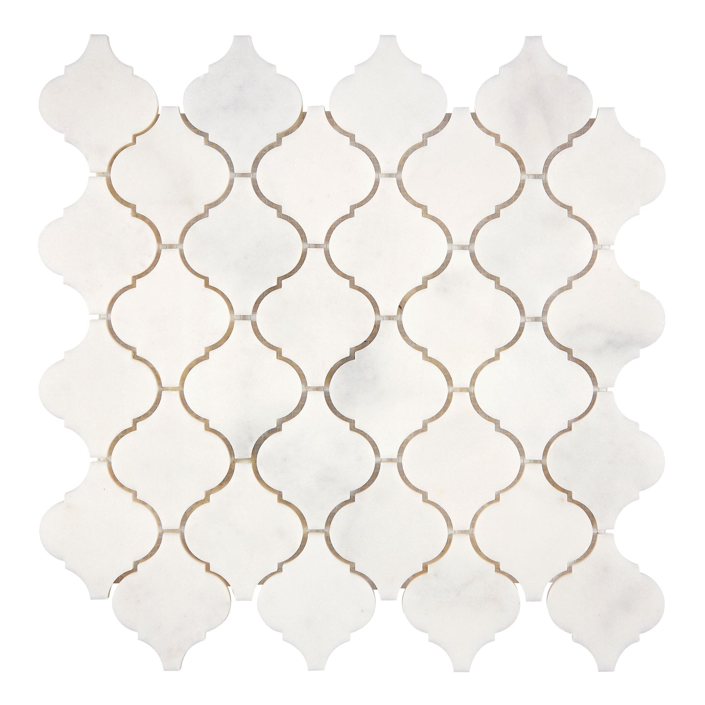 Afyon White Marble 3’’ Arabesque Lantern Mosaic Polished Backsplash Tile