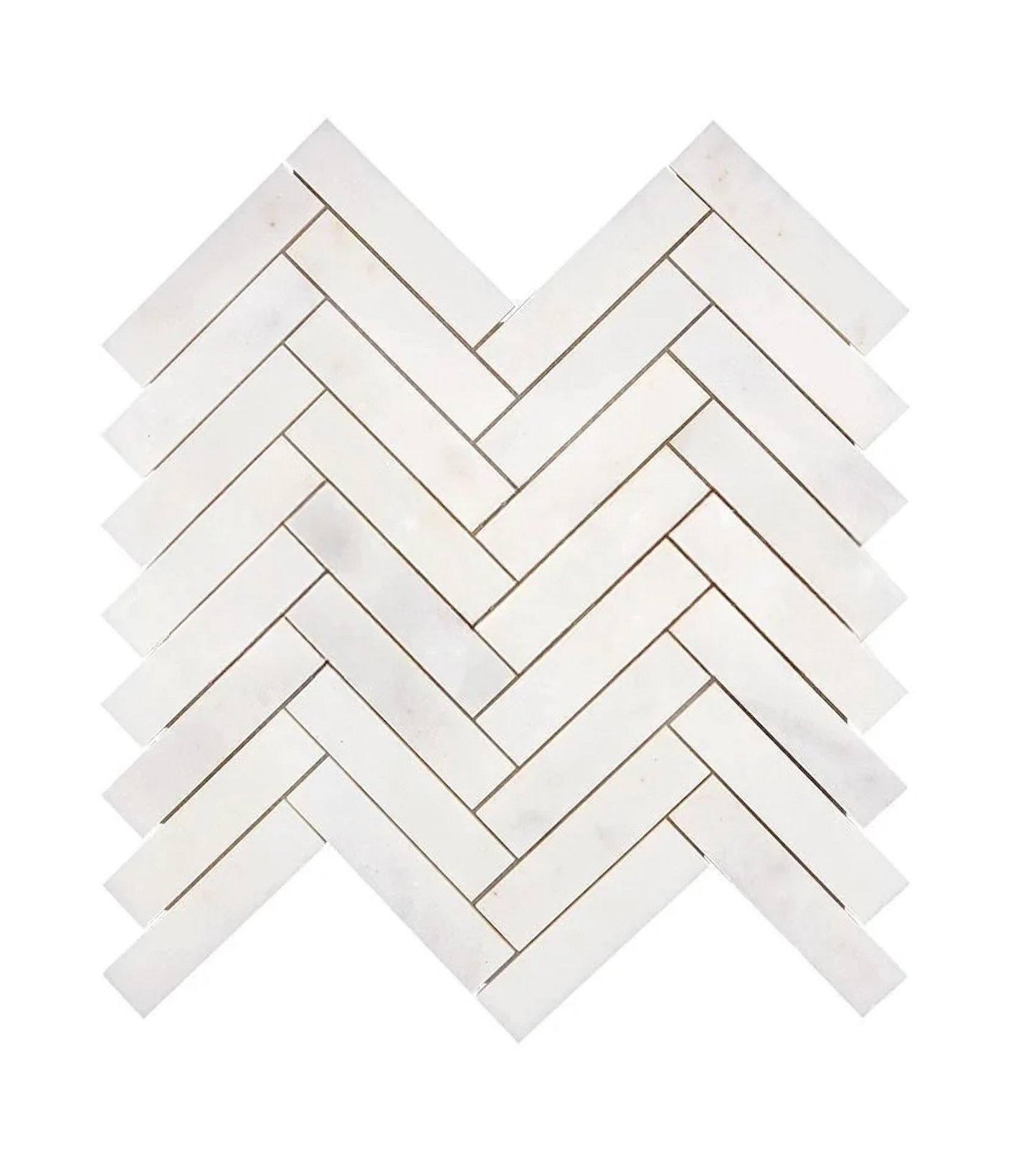 Afyon White Marble 1’’ X 4’’ Herringbone Mosaic Polished Backsplash Tile