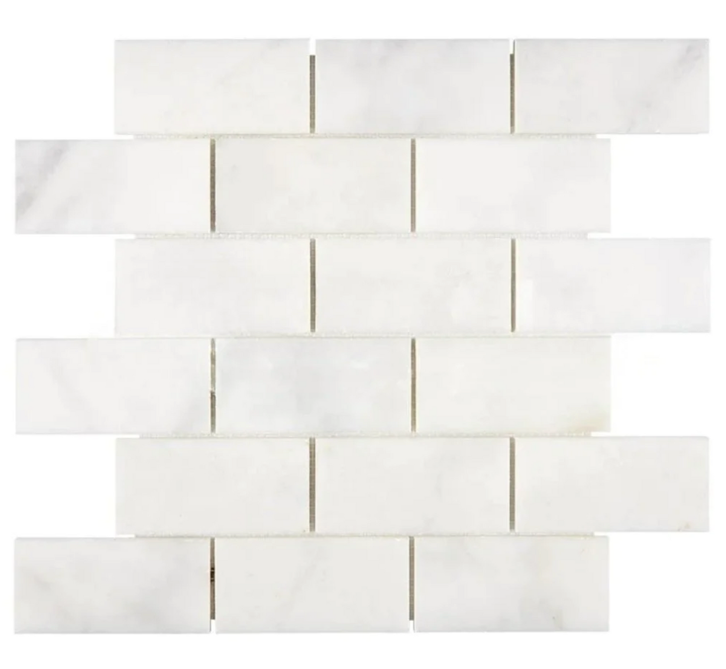 Afyon White Marble 2’’ X 4’’ Brick Mosaic Polished Backsplash Tile