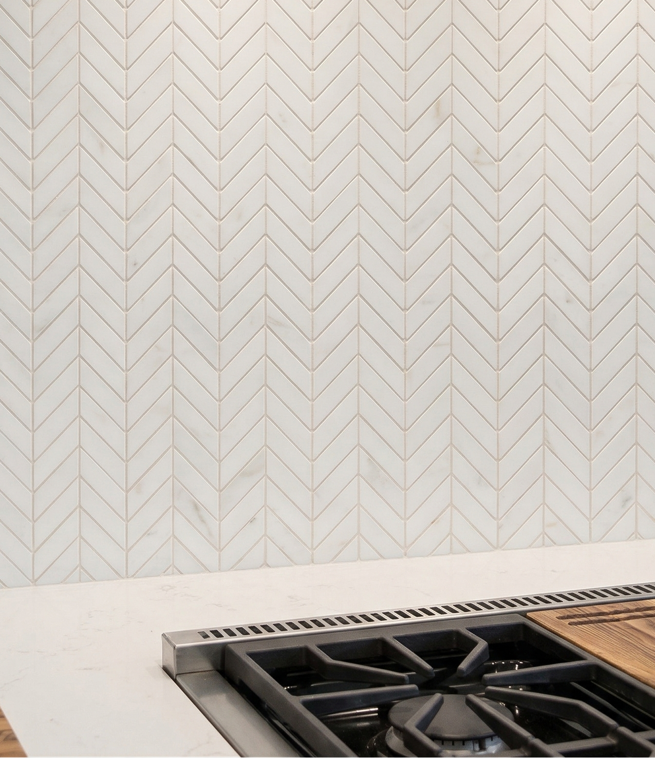 Afyon White Marble Mosaic - 1x4 Chevron