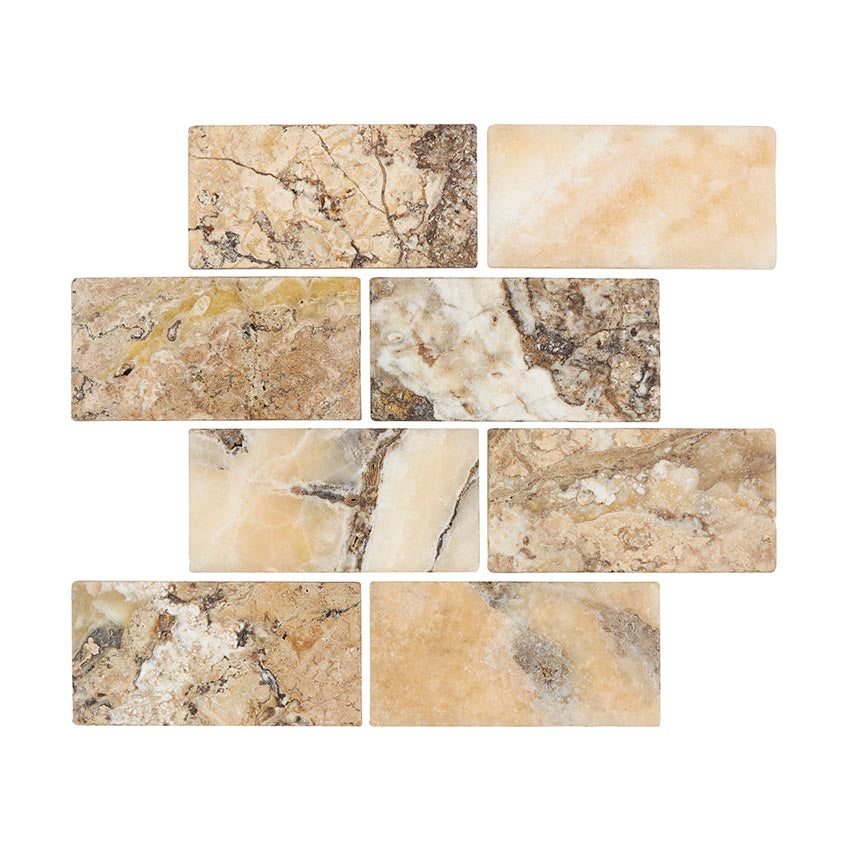 Antico Onyx Travertine 3’’ X 6’’ Tile Tumbled Wall Tile