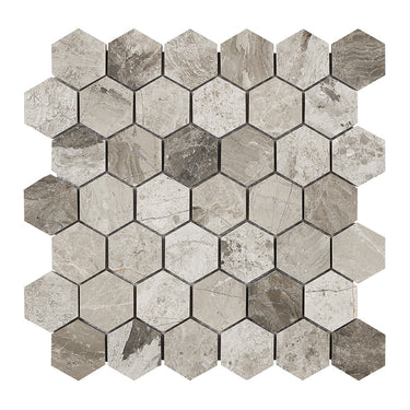 Atlantic Gray Marble 2’’ X 2’’ Hexagon Mosaic Polished/Honed Wall Tile