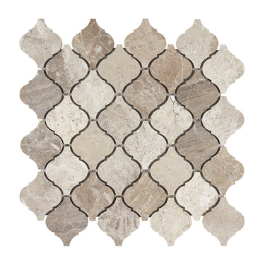 Atlantic Gray Marble 3’’ Arabesque Lantern Mosaic Polished/Honed Wall Tile