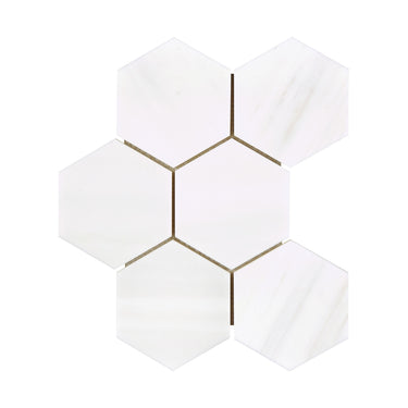 Bianco Dolomite 4’’ X 4’’ Hexagon Mosaic Polished/Honed Backsplash Tile