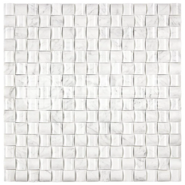 Bianco Carrara White Marble 3D Small-Bread Mosaic Wall Tile