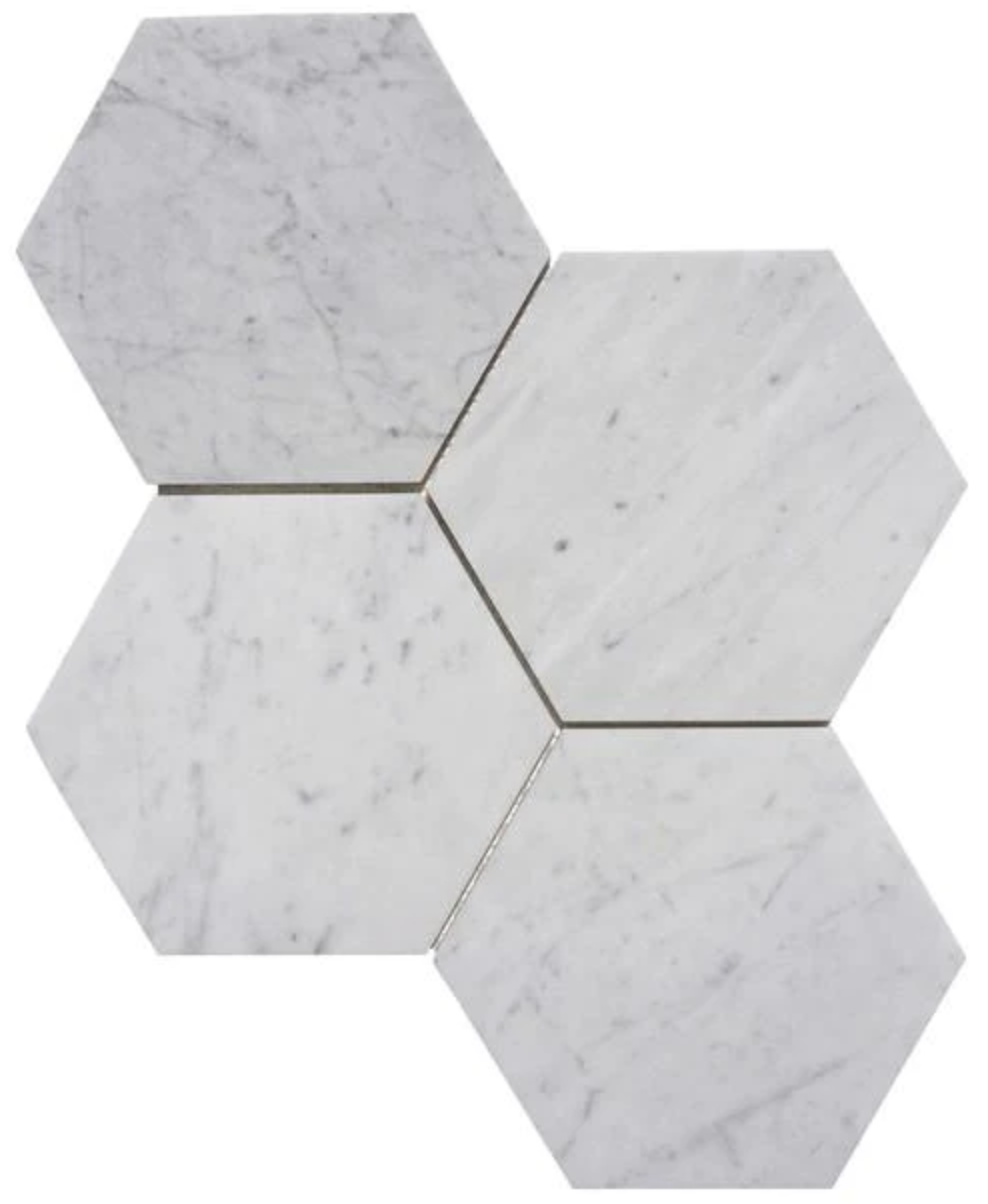 Bianco Carrara White Marble 6’’ X 6’’ Hexagon Mosaic Wall Tile