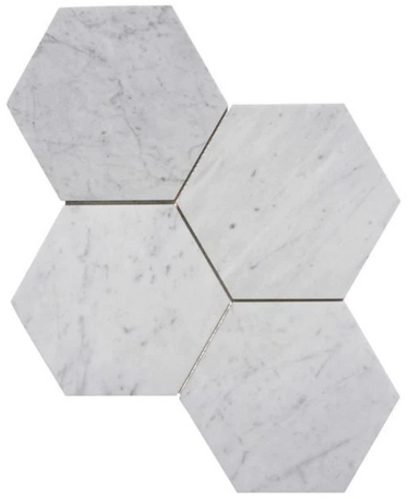 Bianco Carrara White Marble 6 X 6 Hexagon Mosaic Wall Tile