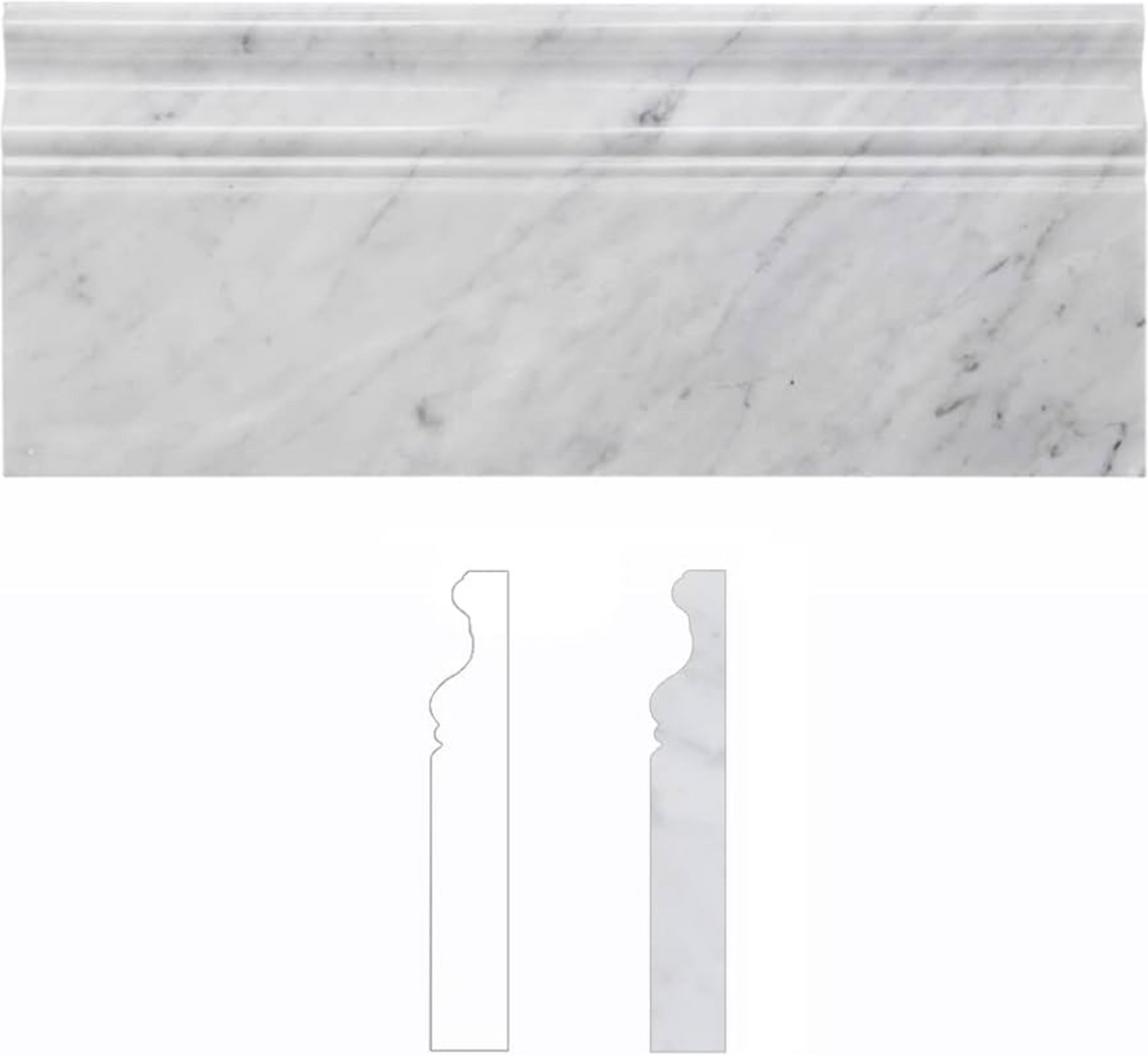 Bianco Carrara White Marble 4-3/4’’ X 12’’ Baseboard Trim Baseboard