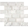 Bianco Carrara White Marble 2 X 4 Deep-Beveled Brick Mosaic Wall Tile