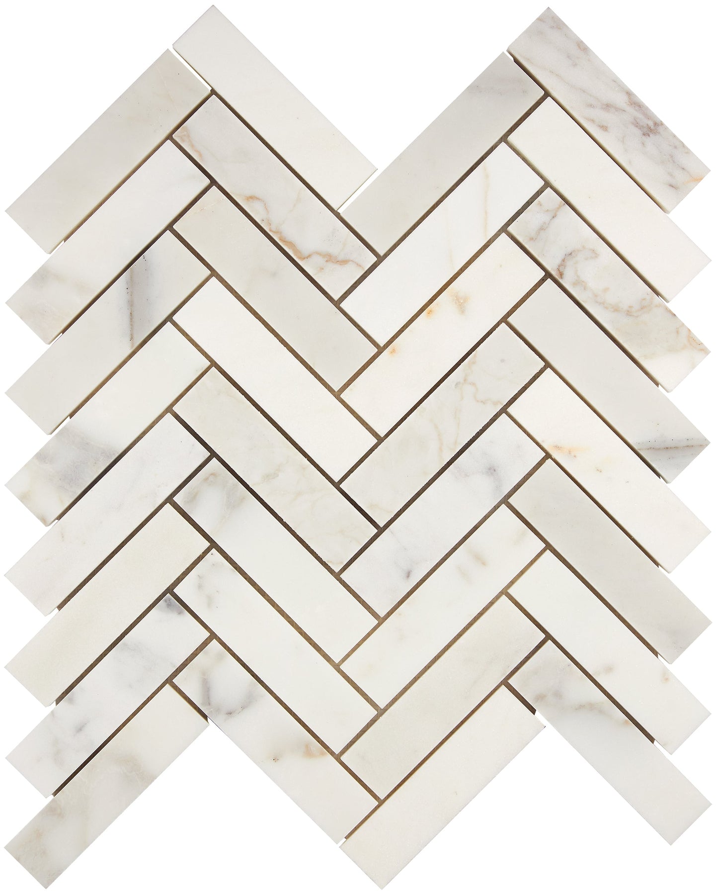 Calacatta Gold Marble 1’’ X 4’’ Herringbone Mosaic Wall Tile