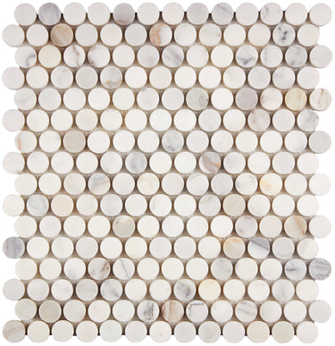 Calacatta Gold Marble Penny-Round Mosaic Wall Tile