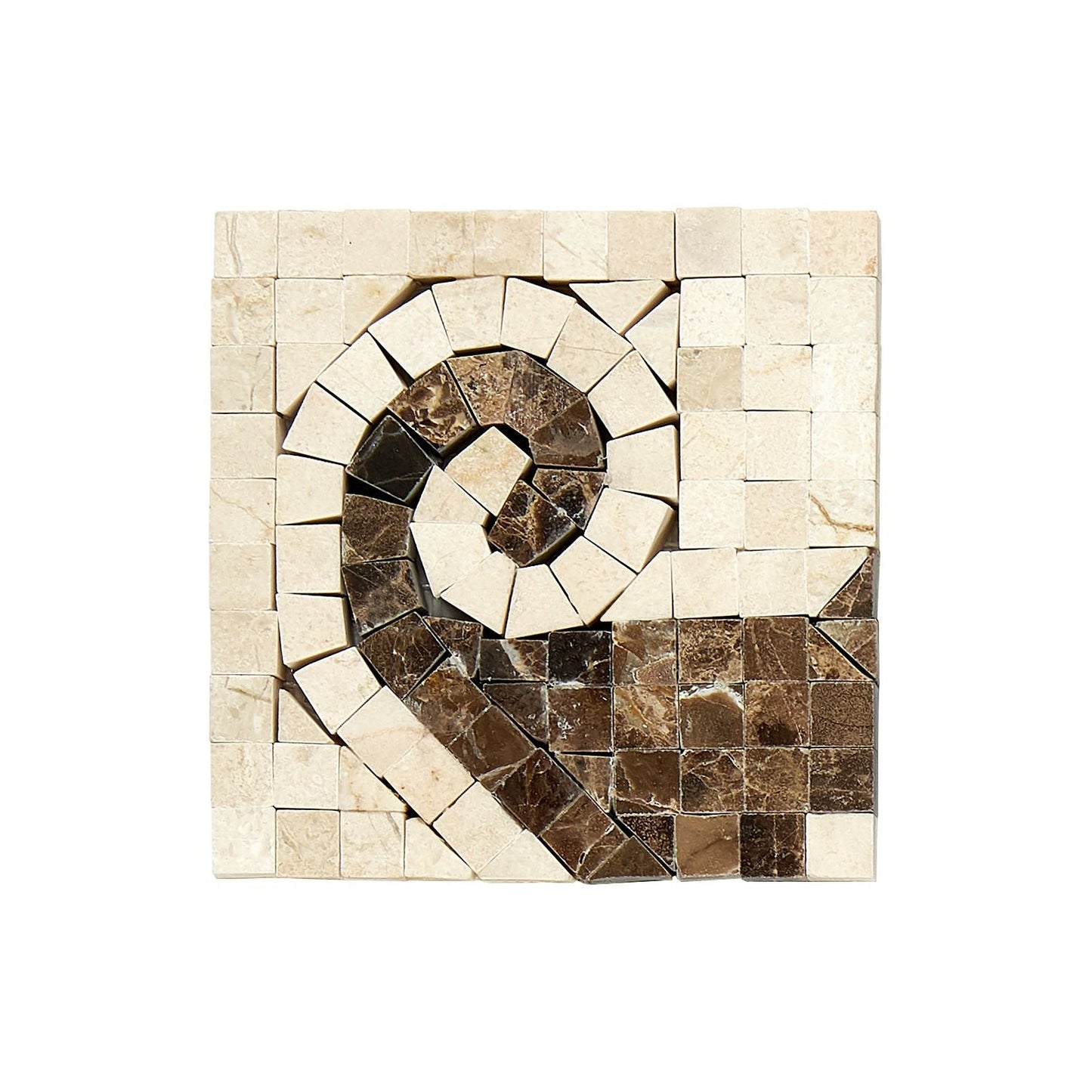 Crema Marfil Marble Wave Border Corner w/ Emperador Dark Polished / 1 pcs. Accent & Trim Tile
