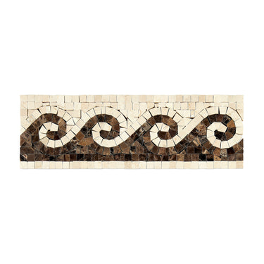 Crema Marfil Marble Wave Border w/ Emperador Dark Polished / 1 pcs. Accent & Trim Tile