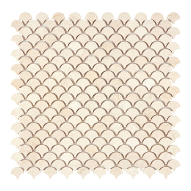 Crema Marfil Marble FAN (Raindrop) Mosaic Polished/Honed Backsplash Tile