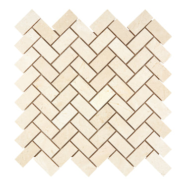 Crema Marfil Marble 1’’ X 2’’ Herringbone Mosaic Polished/Honed Backsplash Tile