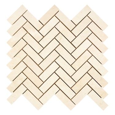 Crema Marfil Marble 1’’ X 3’’ Herringbone Mosaic Polished/Honed Backsplash Tile