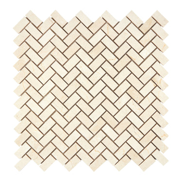 Crema Marfil Marble 5/8’’ X 1-1/4’’ Herringbone Mosaic Polished/Honed Backsplash Tile