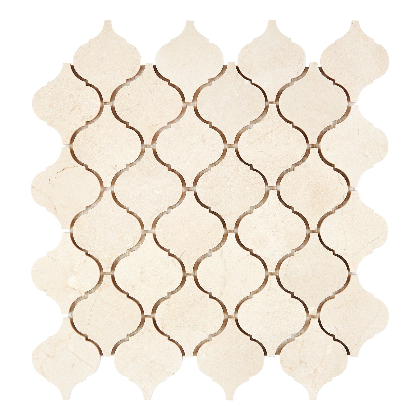 Crema Marfil Marble 3’’ Arabesque Lantern Mosaic Polished/Honed Backsplash Tile