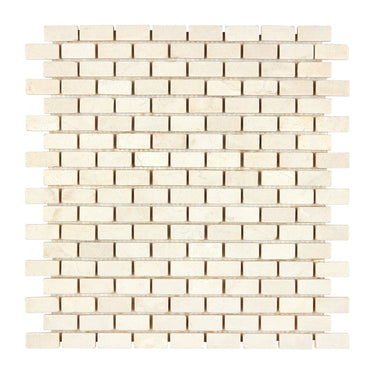 Crema Marfil Marble 5/8’’ X 1-1/4’’ Mini-Brick Mosaic Tumbled/Polished/Honed Backsplash Tile