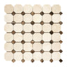 Crema Marfil Marble Octagon Mosaic (w/ Emp. Dark Dots) Polished/Honed Backsplash Tile