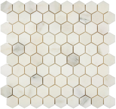 Calacatta Oliva Marble 1-1/4’’ X 1-1/4’’ Hexagon Mosaic Polished/Honed Backsplash Tile