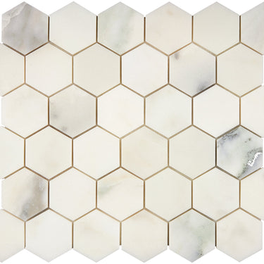 Calacatta Oliva Marble 2’’ X 2’’ Hexagon Mosaic Polished/Honed Backsplash Tile