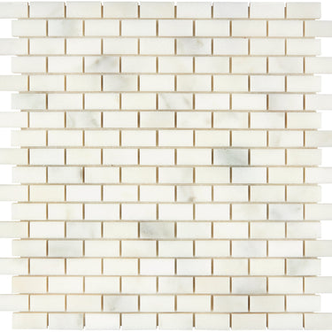 Calacatta Oliva Marble 5/8’’ X 1-1/4’’ Mini-Brick Mosaic Polished/Honed Backsplash Tile