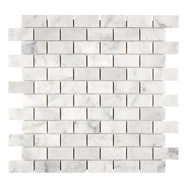 Bianco Carrara White Marble 1 X 2 Brick Mosaic Polished / 1 sheet Wall Tile