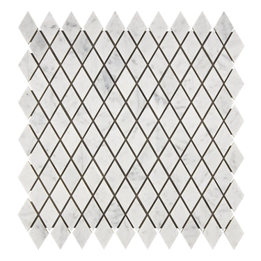 Bianco Carrara White Marble 1 X 2 Diamond Mosaic Wall Tile