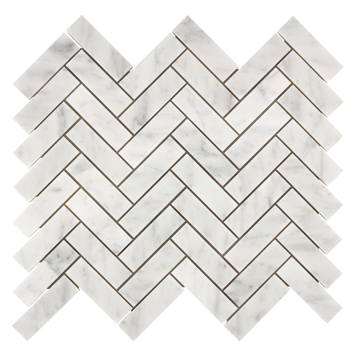 Bianco Carrara White Marble 1’’ X 3’’ Herringbone Mosaic Wall Tile