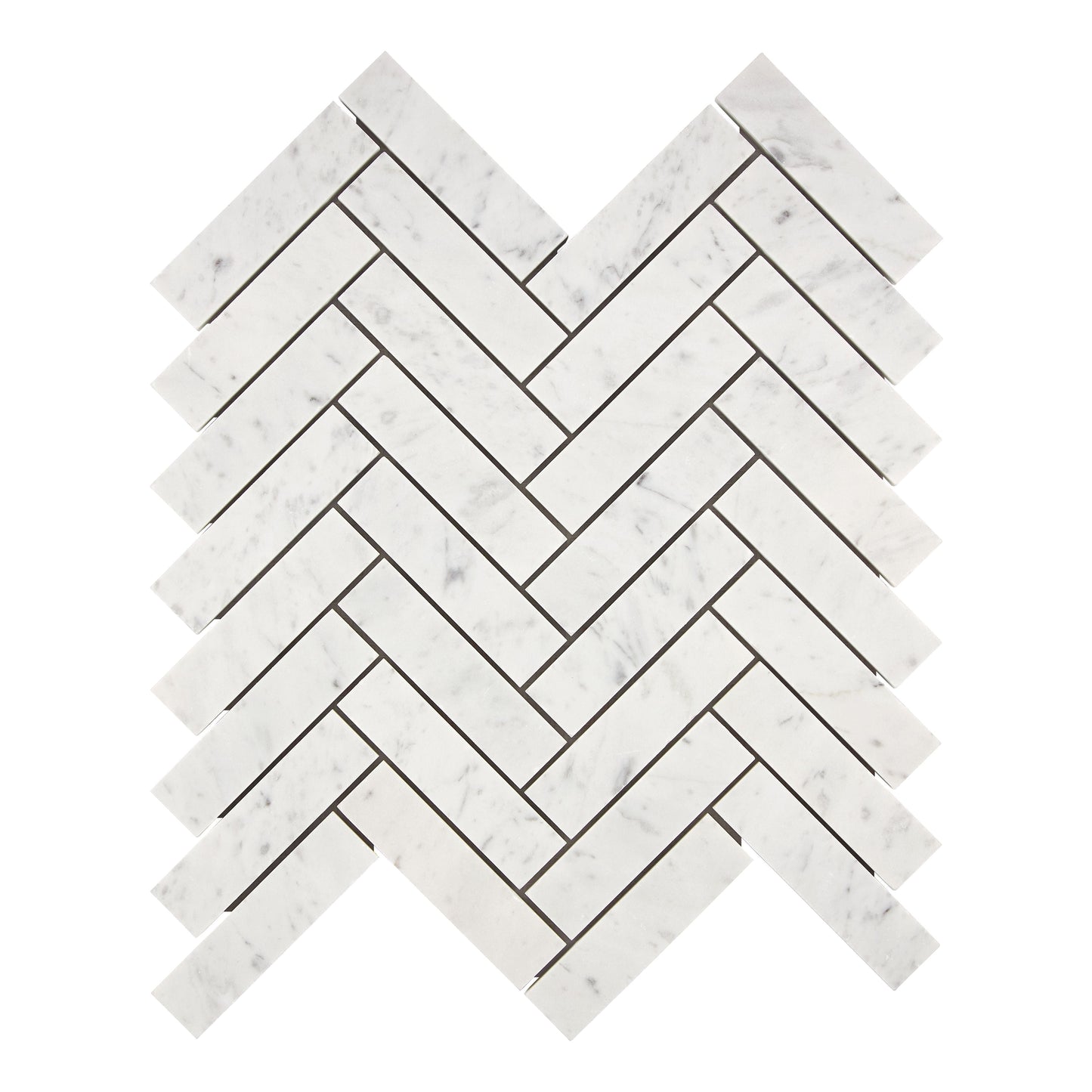 Bianco Carrara White Marble 1’’ X 4’’ Herringbone Mosaic Wall Tile