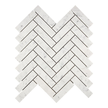 Bianco Carrara White Marble 1 X 4 Herringbone Mosaic Wall Tile