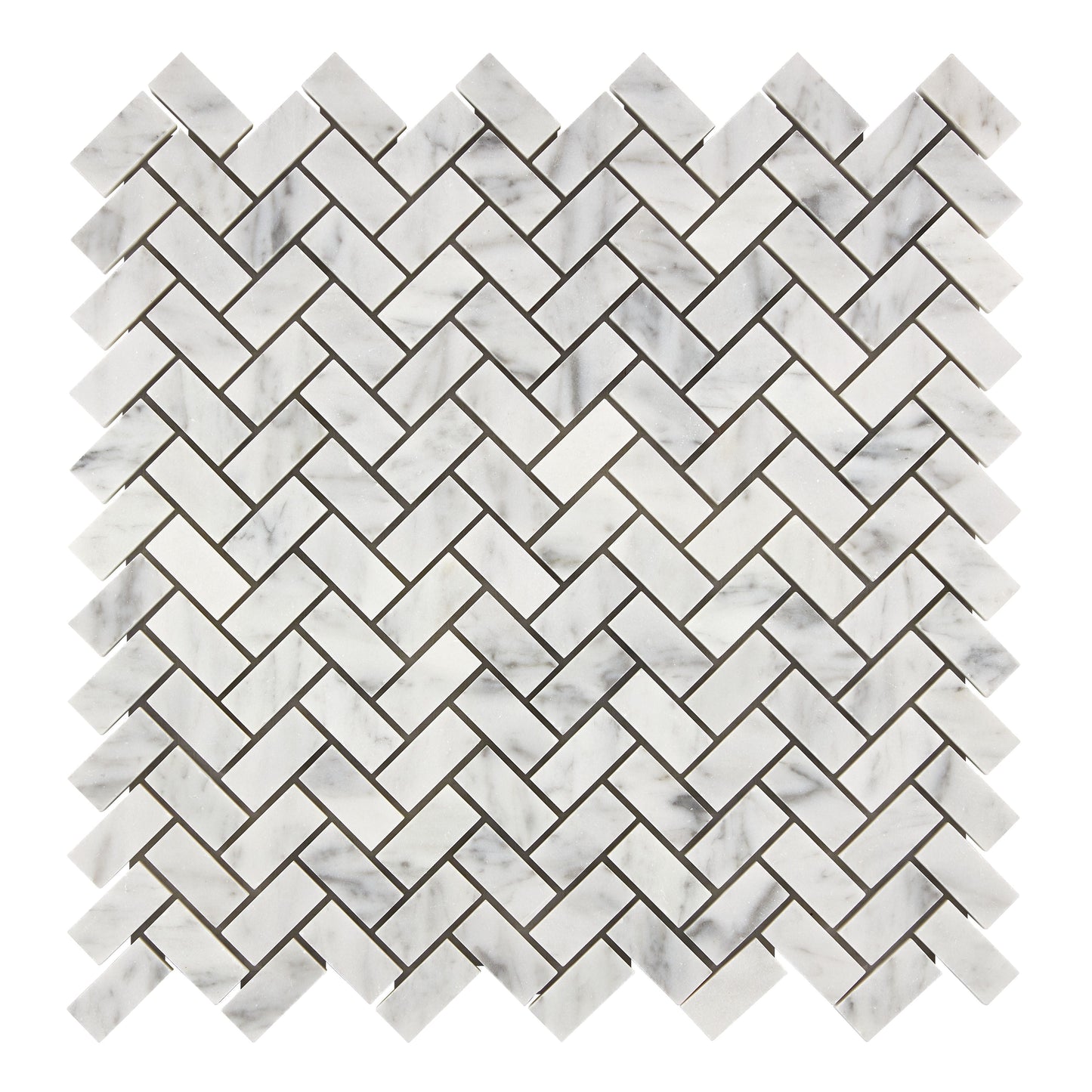 Bianco Carrara White Marble 5/8’’ X 1-1/4’’ Herringbone Mosaic Wall Tile