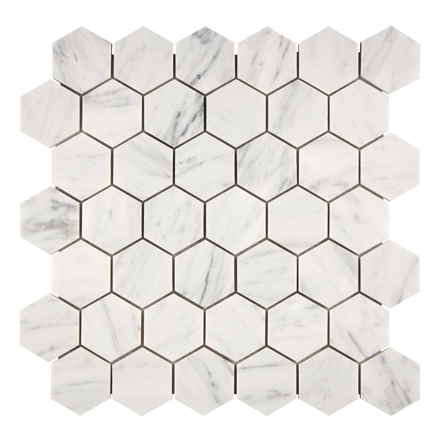 Bianco Carrara White Marble 2’’ X 2’’ Hexagon Mosaic Wall Tile