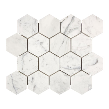 Bianco Carrara White Marble 3 X 3 Hexagon Mosaic Wall Tile