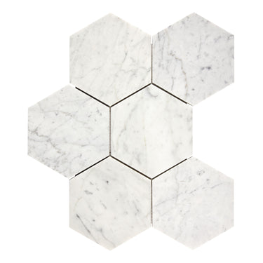 Bianco Carrara White Marble 5 X 5 Hexagon Mosaic Wall Tile