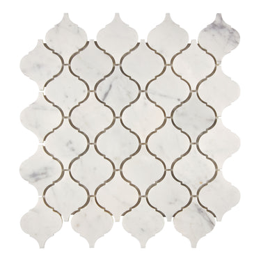 Bianco Carrara White Marble 3 Arabesque Lantern Mosaic Wall Tile