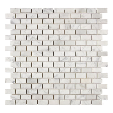 Bianco Carrara White Marble 5/8 X 1-1/4 Brick Mosaic Wall Tile