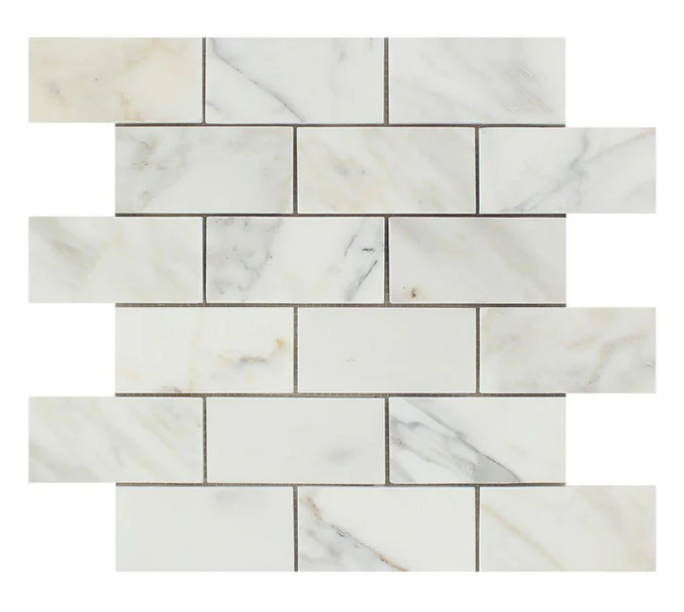 Calacatta Gold Marble 2’’ X 4’’ Brick Mosaic Polished / 1 sheet Wall Tile