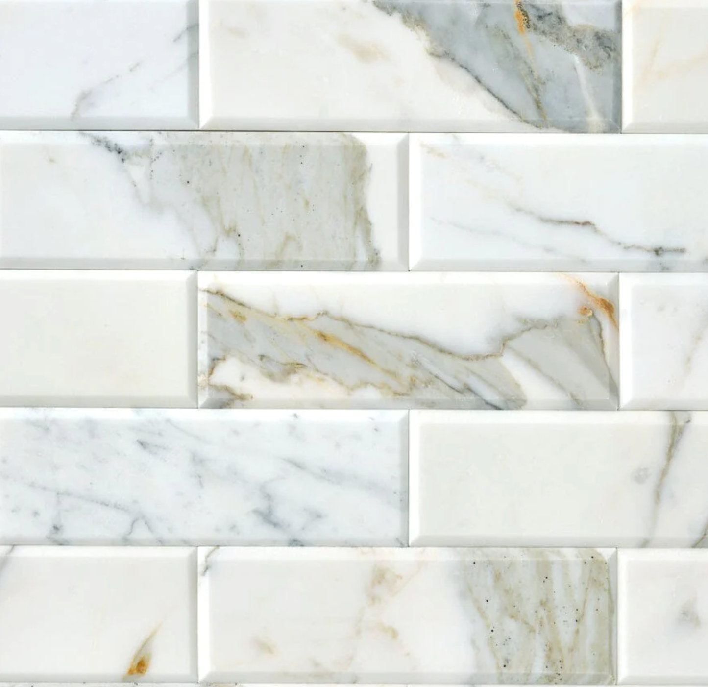 Calacatta Gold Marble 4’’ X 12’’ Tile Deep-Beveled Wall Tile