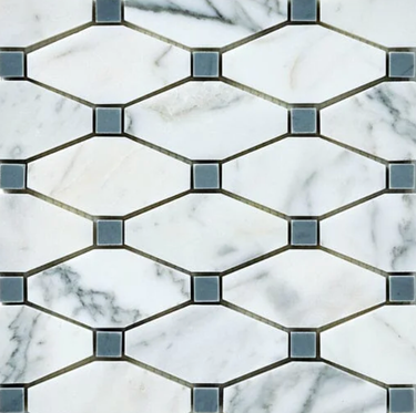 Calacatta Gold Marble Octave Mosaic (w/ Blue-Gray) Wall Tile