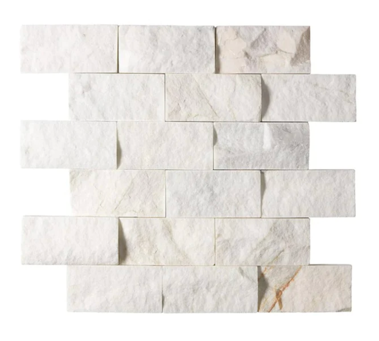 Calacatta Gold Marble 2’’ X 4’’ Brick Mosaic Split-Faced / 1 sheet Wall Tile