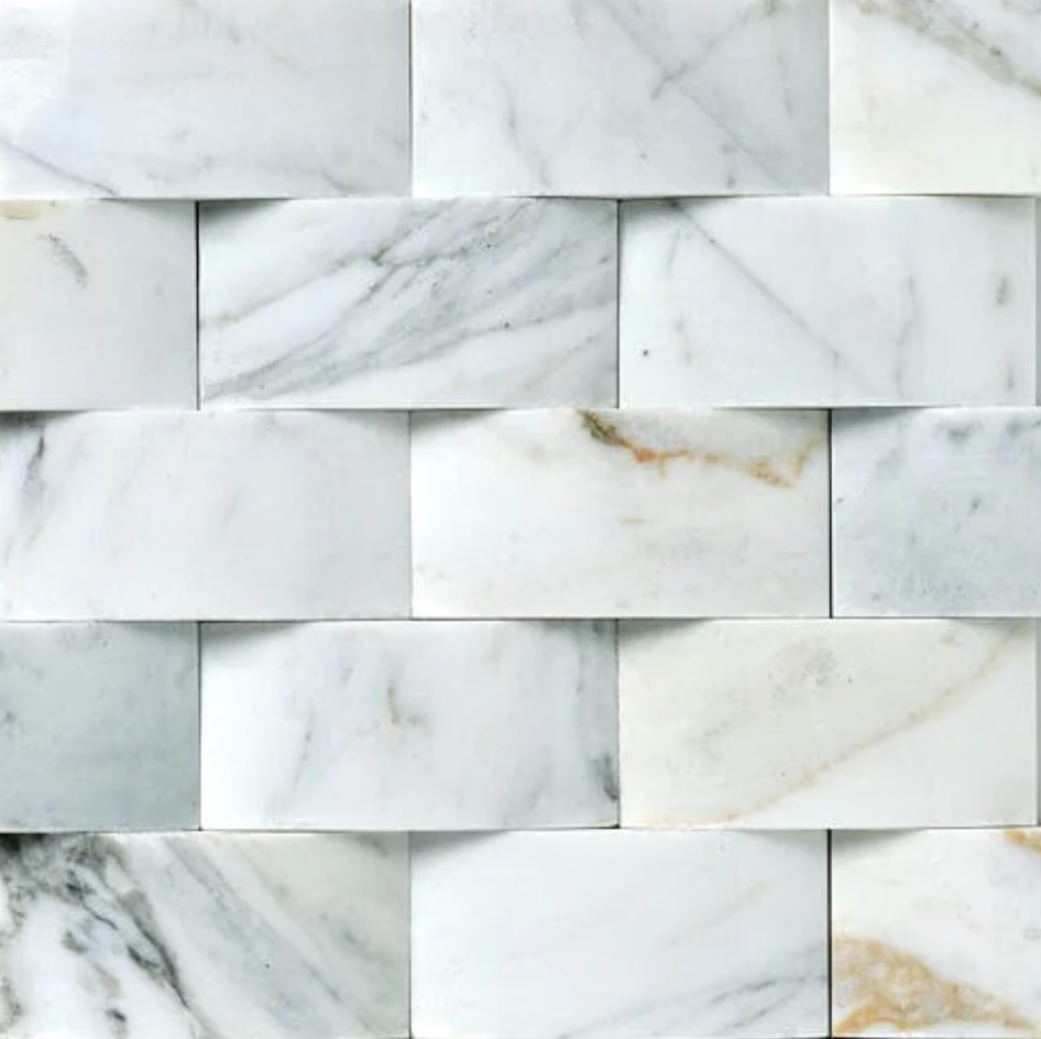 Calacatta Gold Marble 2’’ X 4’’ Round-Faced Brick Mosaic Wall Tile