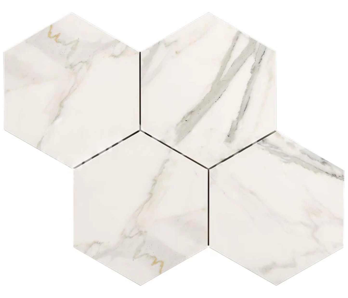 Calacatta Gold Marble 6’’ X 6’’ Hexagon Mosaic Wall Tile